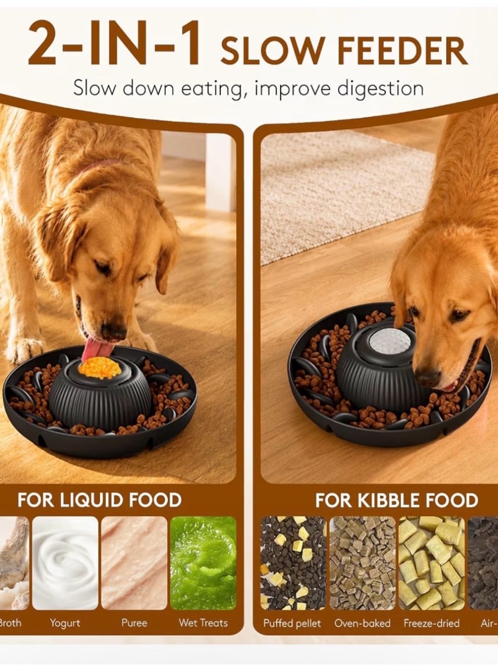 2-in-1 Slow Feeder Dog Bowl - Green